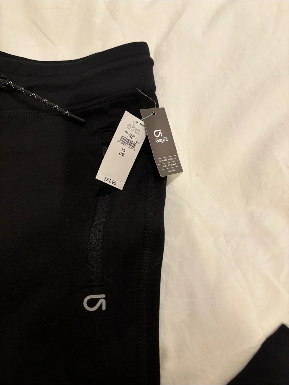 Kids Black Slim Fit Jogger Pants with Zip Pockets